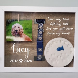 Pet Collar Memorial Frame, Dog Memorial , Cat Memorial, Loss of Pet Gift, Pet Memorial Shadow box, Pet Loss Gift