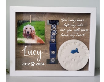 Pet Collar Memorial Frame, Dog Memorial , Cat Memorial, Loss of Pet Gift, Pet Memorial Shadow box, Pet Loss Gift