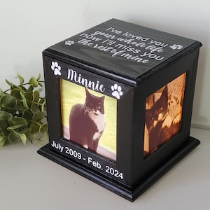Custom Urn for cats with photo, Dog Urn with photo, Pet Memorial Box, Personalized Cat Urn with Picture, Lighted Pet Urn