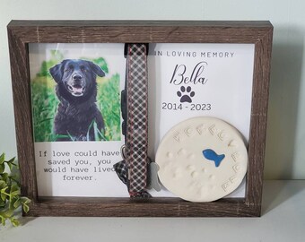 Pet Memorial frame for collar, Pet Memorial Shadowbox, Dog Memorial , Cat Memorial, Loss of Pet Gift, Personalized Pet Memorial Shadowbox,
