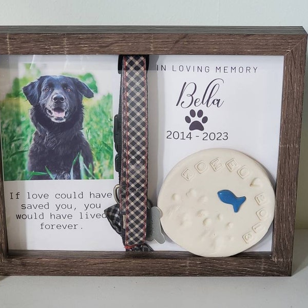 Pet Memorial frame for collar, Pet Memorial Shadowbox, Dog Memorial , Cat Memorial, Loss of Pet Gift, Personalized Pet Memorial Shadowbox,