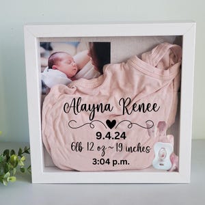 Baby shadowbox, birth stats shadowbox,  newborn gift, Gift for new baby, Baby Keepsake shadowbox