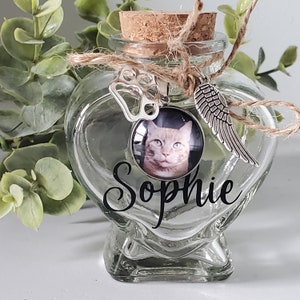 Pet Hair Keepsake jar, Pet Memorial Vial for fur, Dog hair Keepsake photo, Cat hair, Keepsake Vial, Pet hair memorial urn