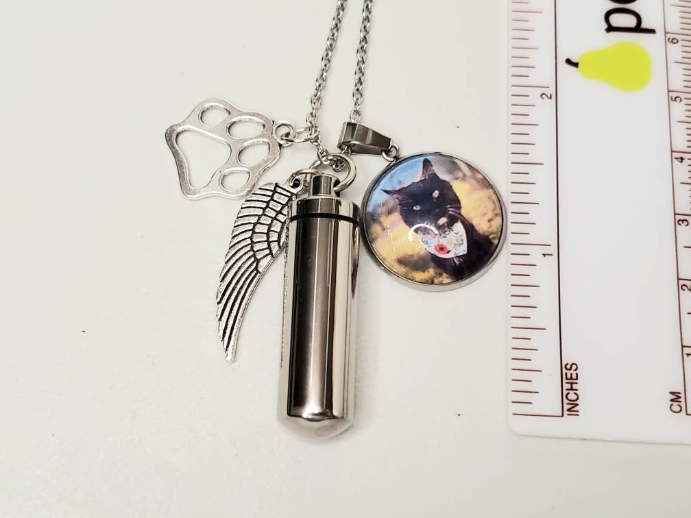 Personalized Pet Urn Necklace - Custom Photo & Text Engraving For Dog Or Cat Ashes - View #8