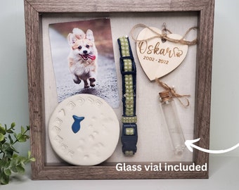 Pet Memorial Shadowbox, Pet memorial, Dog Memorial , Cat Memorial, Loss of Pet Gift, Dog collar frame, Pet Sympathy Gift