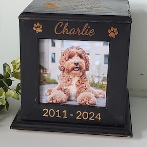 Pet Urn, pet urn with photo, pet urn for cats, Pet urn for dogs, pet Memorial, Lighted urn,  cat urn, Dog Urn, Wood Pet urn, Lighted urn