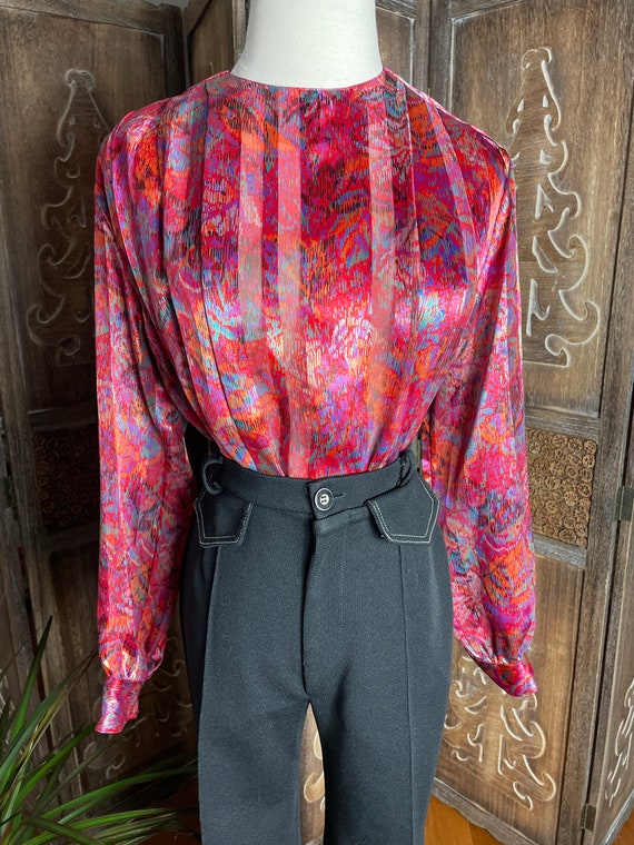 Shimmery silky Pleated Colorful Blouse