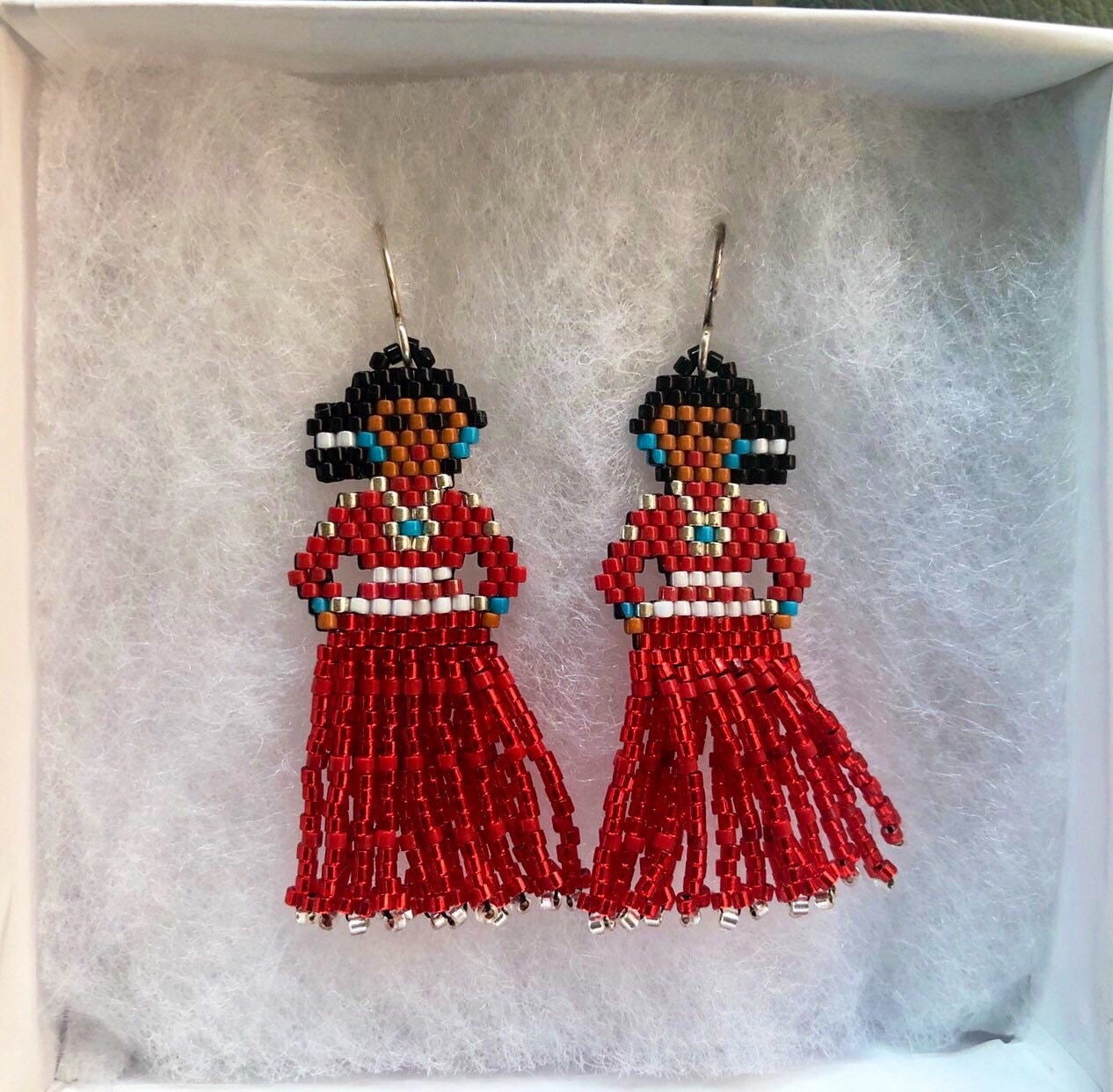 Beaded Earrings Traditionally Dressed Navajo Woman Etsy