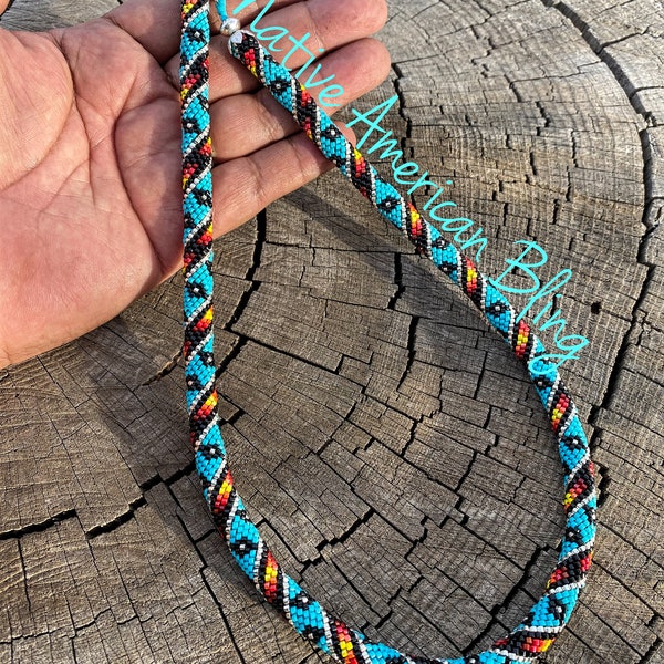 Beaded Peyote With A Twist Native American Necklace
