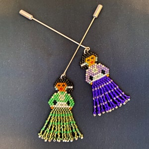 Beaded Navajo Woman Stick Pin