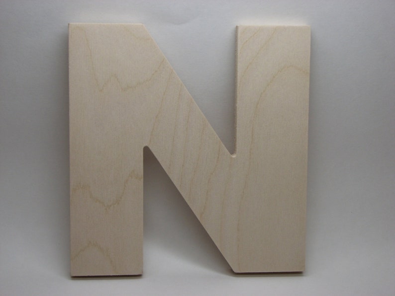 8 Wooden Letter N Arial Font Unfinished Baltic Birch Wood Craft 8 Inch