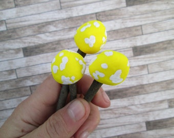 Set of 3 - Fairy Garden Bright Yellow Mushrooms
