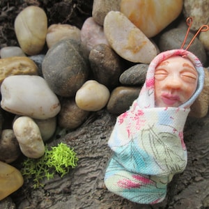 OOAK Sleeping Ultra Miniature Fairy Baby - Hand Sculpted Fairy Baby
