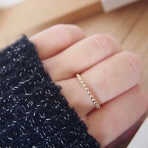 750 gold plated thin stackable ring - 18 carat fine gold plated ring for women