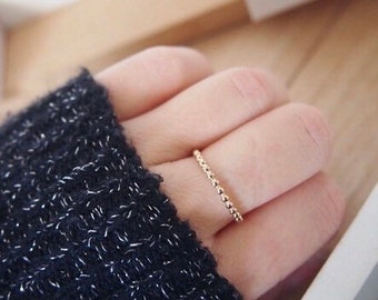 Anillo fino apilable chapado en oro 750 - Anillo chapado en oro fino de 18 quilates para mujer
