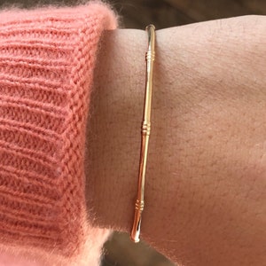 750 gold plated fine bangle for women, simple bangle bracelet gilded with 18 carat gold