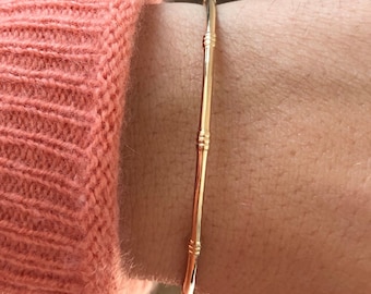 750 gold plated fine bangle for women, simple bangle bracelet gilded with 18 carat gold