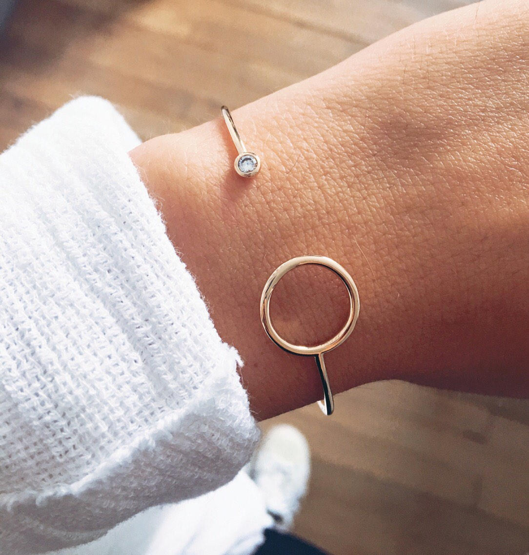 Bangle With 750 Gold-plated Circle and Zirconium Oxides
