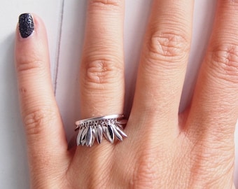 925 silver charm ring, solid silver tassel ring