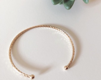 750 gold plated braided bangle for women, Fine bracelet gilded with 18 carat fine gold