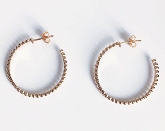 750 gold plated creoles, earrings golden rings in fine 18 carat gold