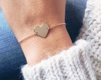 750 gold-plated heart bracelet for women, fine gold chain bracelet with fine 18 carat gold