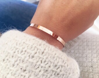 Gold plated 750 pink bracelet - thin adjustable 18K - gold plated bangle