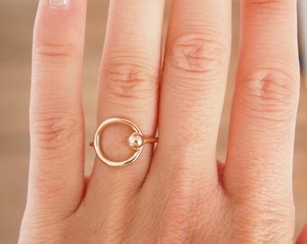750 vergulde ronde ring - 18K fijne gouden cirkel ring voor vrouwen