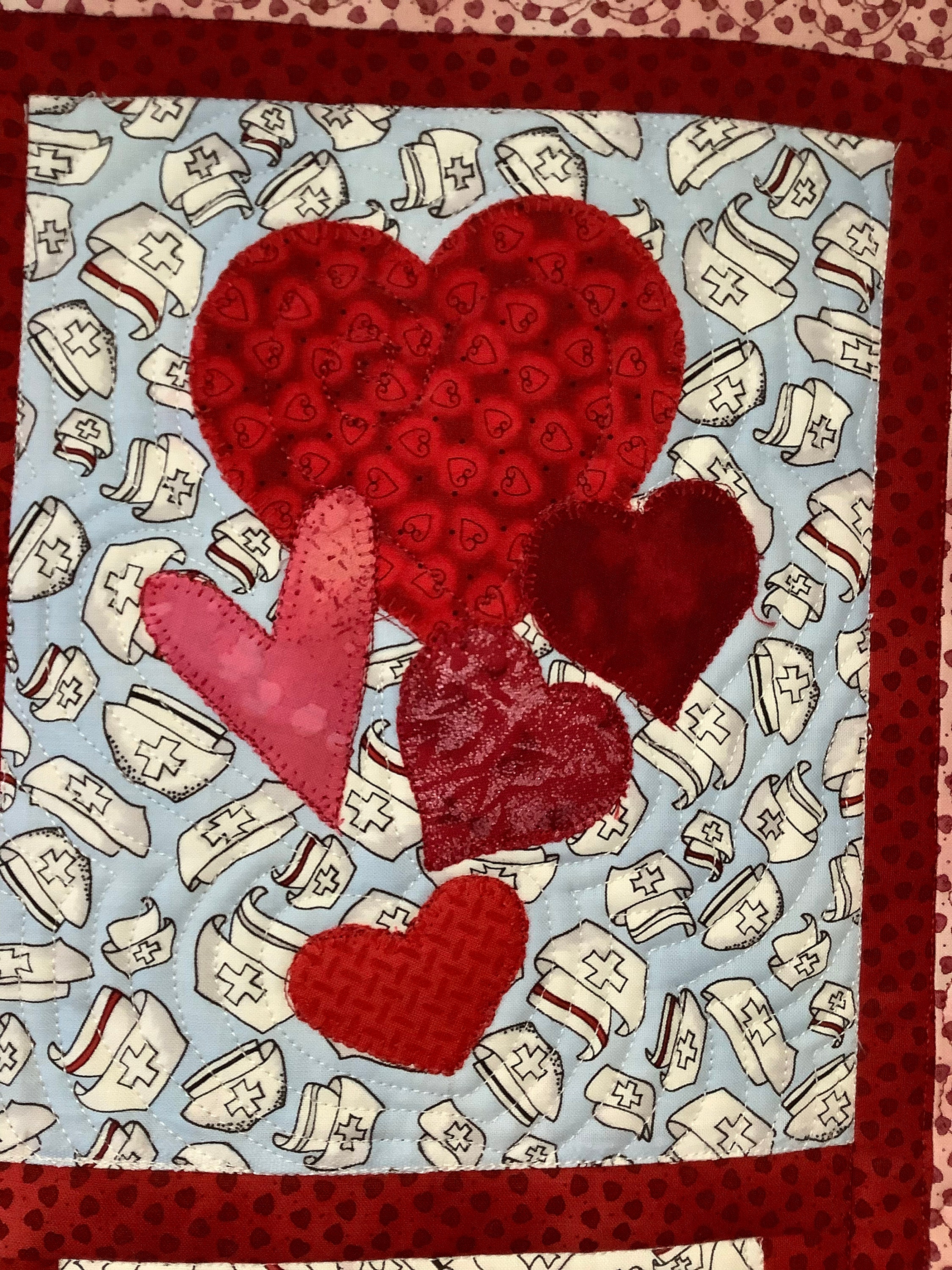 Nurse and Hearts Quilted Wall Hanging, Valentines Day Love Nurses Gift ...