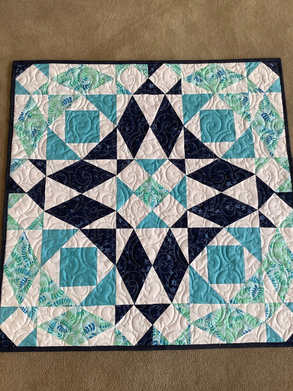 Quilted Square Table Topper or Wall Hanging Storm at Sea - Etsy
