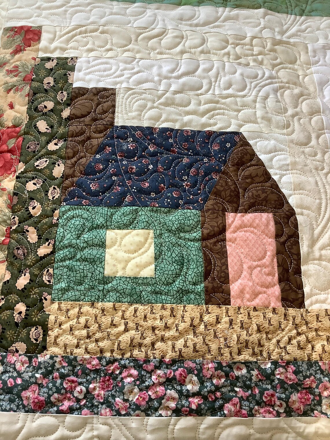 Log Cabin Scrappy Quilt, Cottage Style, Twin Bed Size (62" X 82") - Etsy