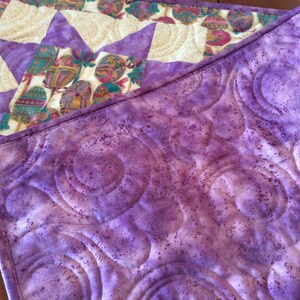 Quilted table runner, lavender and purple quilted table topper, Easter star fabric table decor, Easter egg small quilt, spring small quilt image 5