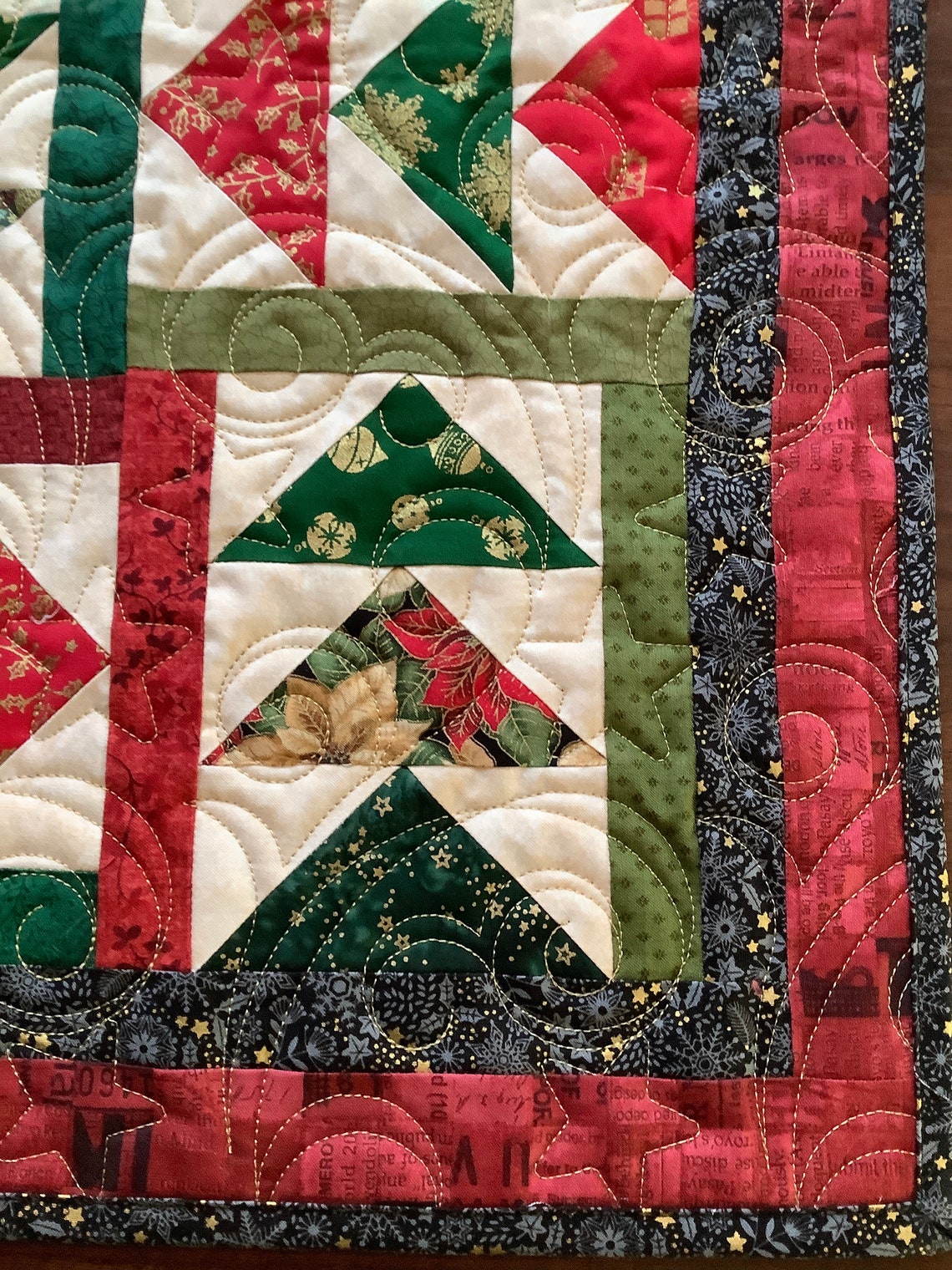 Quilted Christmas Table Runner Extra Long Holiday Table Etsy