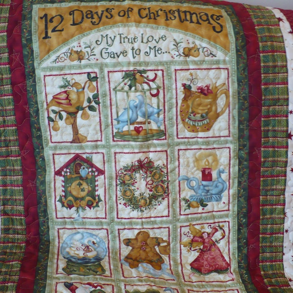 Christmas Wall Hanging, Lap Quilt, 12days of Christmas, table topper,Christmas decor