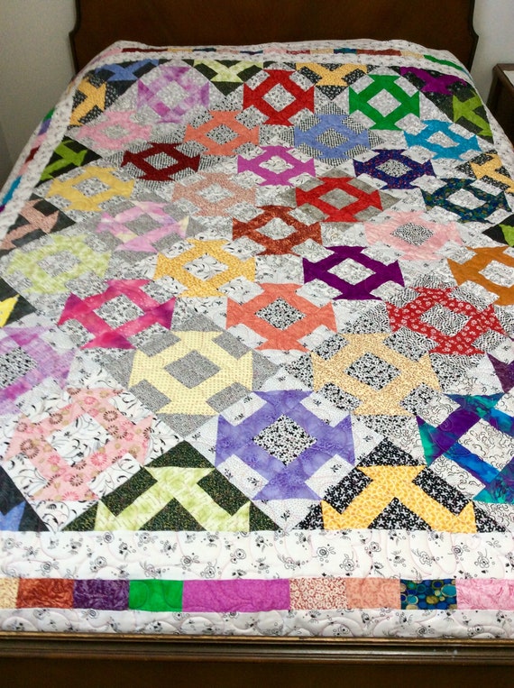 Scrappy patchwork Quilt/twin bed quilt/large lap quilt/Churn Etsy