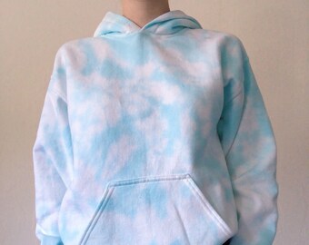 light blue and white tie dye hoodie