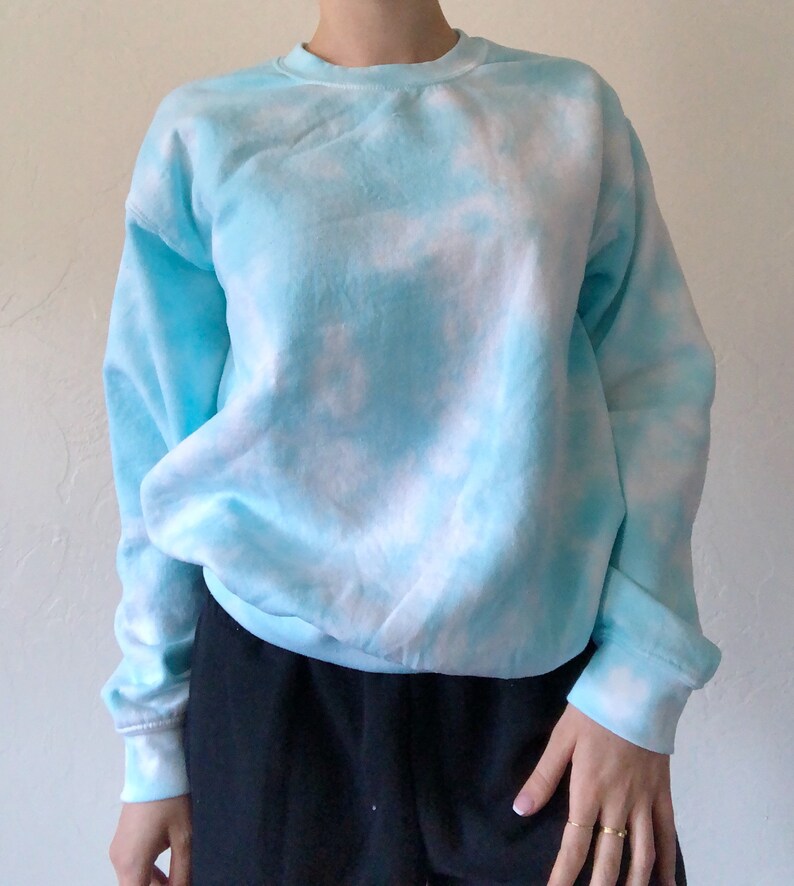 Cloud Crewneck Sweatshirt Light Blue Tie Dye Sweatshirt Etsy