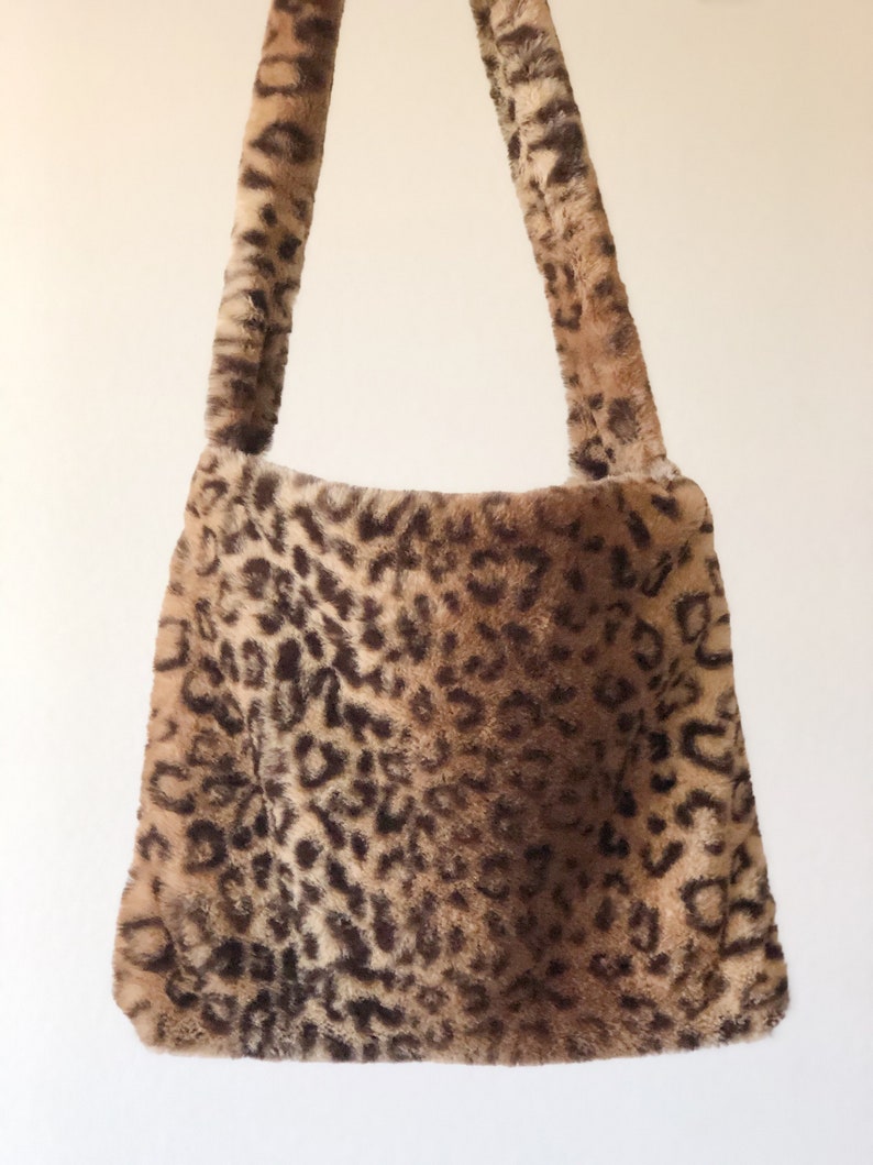 Large Fluffy Cheetah Print Bag Brown Animal Print Fuzzy | Etsy