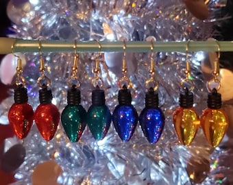 Christmas lights earrings, Christmas bulbs, Holiday jewelry, C7 bulbs, Christmas jewelry