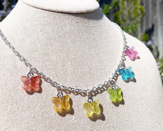 Rainbow Butterfly Choker Clowncore 