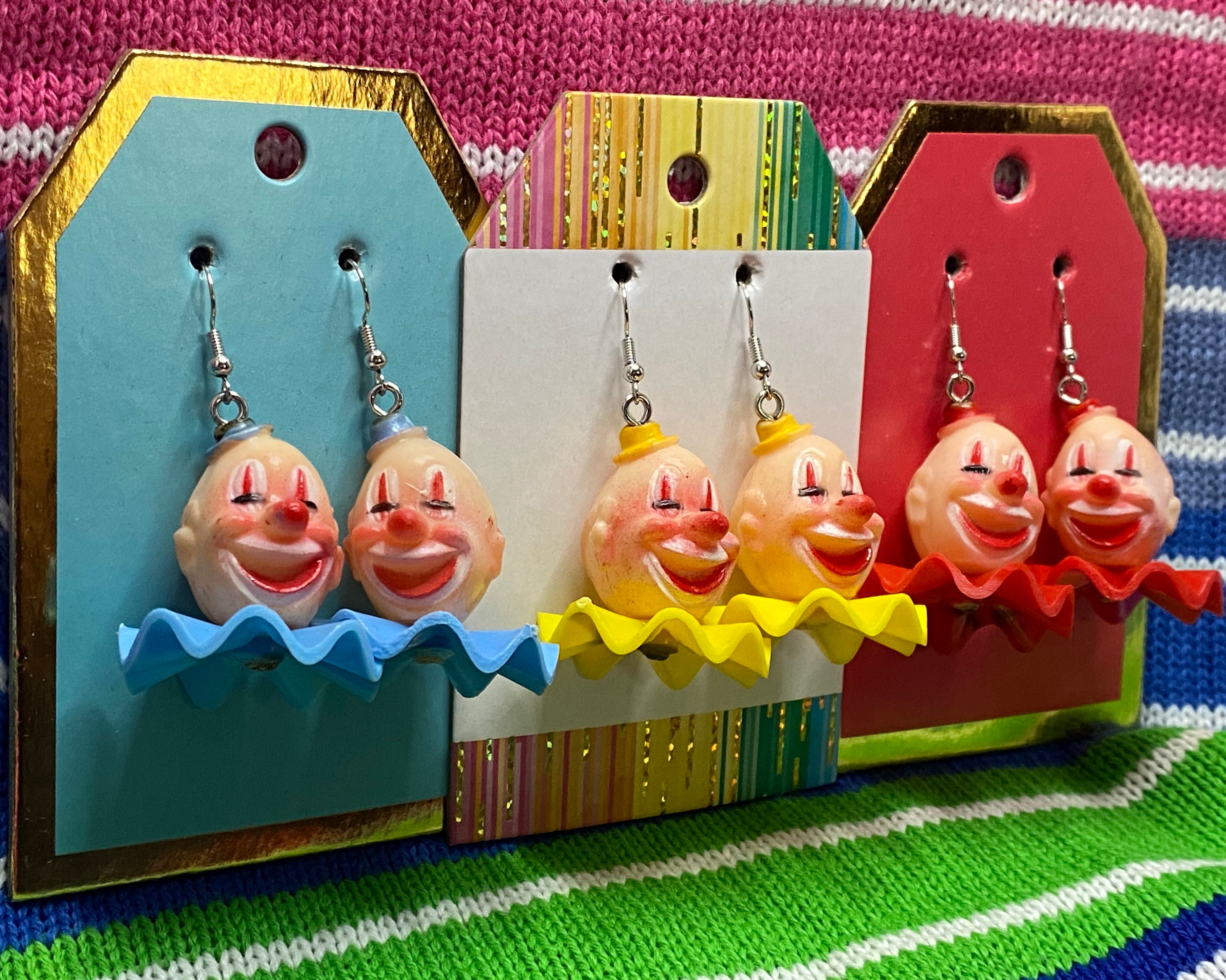 Oversized Clown Head Dangle Earrings | Clowncore Kidcore Jewelry | We…
