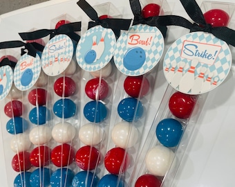 Bowling Birthday- Party Favor Gumball Candy, SET OF 6