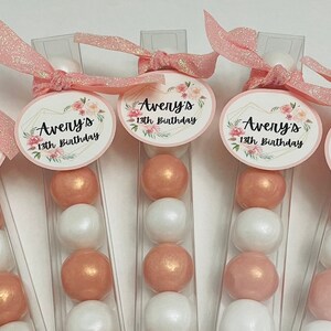 Personalized Rose gold birthday, baby shower, wedding party favors, SET OF 6