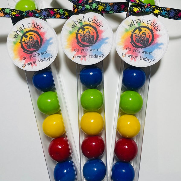 Paintball Birthday- Party Favor Gumball Candy, SET OF 6