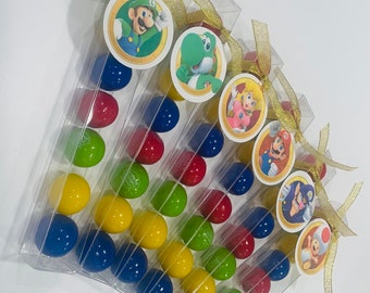 Super Mario Brothers, gumball tube, birthday party favors, set of 6