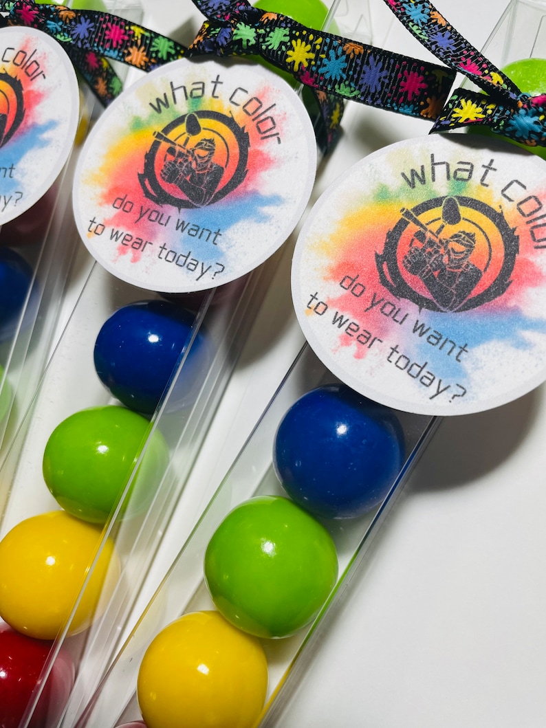 Paintball Birthday Party Favor Gumball Candy SET OF 6 Etsy