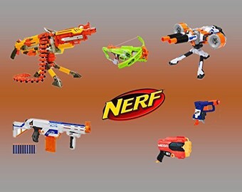 Nerf Toys, Blaster Guns Edible Cake Image Topper for Sheet