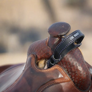 Custom Leather Night Latch - Horse Tack Oh Crap Grab Strap Saddle Accessories - Attaches to Western & Aussie Saddles - FREE Shipping