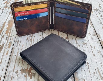 Full Grain Water Buffalo Bifold Leather Wallet - 3rd Anniversary