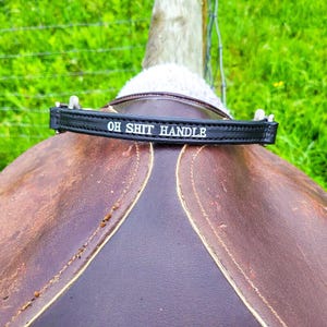 Personalized Leather English Saddle Grab Strap: Horse Rider Training Aid